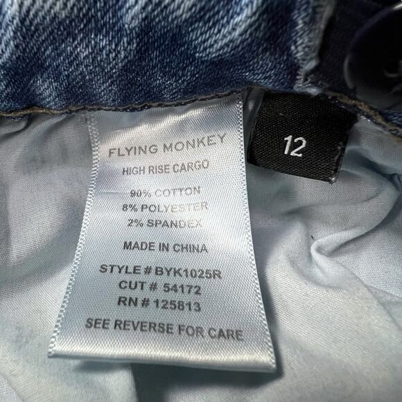 Flying Monkey Youth High Rise Cargo Jeans Size 12 Adjustable Waist Utility Denim - Picture 4 of 10